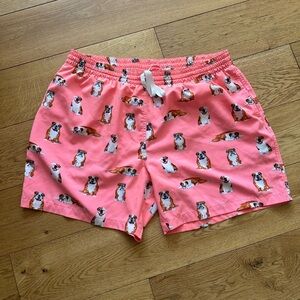 Men’s Chubbies Pink Dog Print Swim Trunks 2XL NWOT